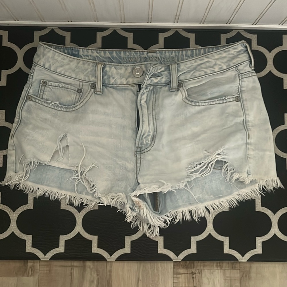 American Eagle Outfitters Blue Distressed Jean Shorts